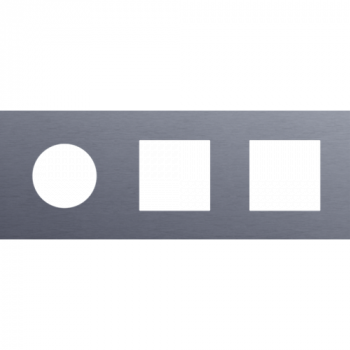 afdekplaat drievoudig horizontaal 71mm voor 1 stopcontact en 2 functies 45 x 45 alu blue grey brushed (226)
