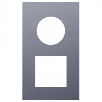 plaque de recouvrement double vertical 60 mm pour 1 prise et pour une fonction 45 x 45 alu blue grey brushed (226)