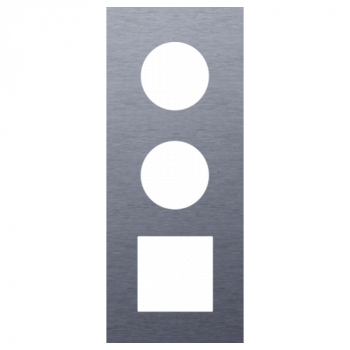afdekplaat drievoudig verticaal 60mm voor 2 stopcontacten en 1 functie 45 x 45 alu blue grey brushed (226)