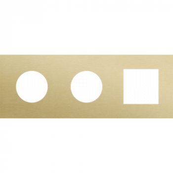 plaque de recouvrement triple horizontal 71 mm pour 2 prises et 1 fonction 45 x 45 alu gold brushed ( 227)