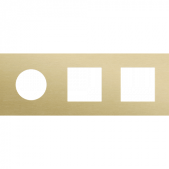 plaque de recouvrement triple horizontal 71 mm pour 1 prise et 2 fonction 45 x 45 alu gold brushed (227)