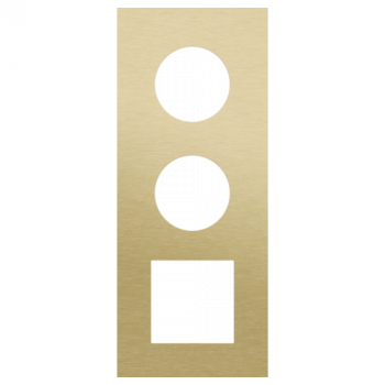 plaque de recouvrement triple vertical 60 mm pour 2 prises et 1 fonction 45 x 45 alu gold brushed (227)