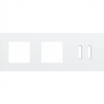 afdekplaat drievoudig horizontaal 71 mm voor twee 45 x 45 functies en één tweevoudig schakelfunctie rocker steel white coated (154)