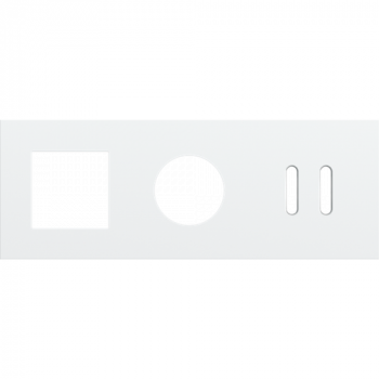 afdekplaat drievoudig horizontaal 71 mm voor één functie 45 x 45 ,1 stopcontact en 1 tweevoudige schakelfunctie rocker steel white coated (154)