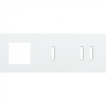 afdekplaat drievoudig horizontaal 71 mm voor 1 functie 45 x 45 , 1 enkelvoudig en 1 tweevoudig schakelfunctie rocker steel white coated (154)