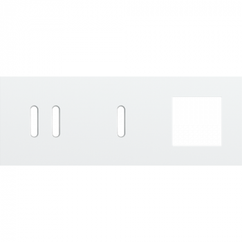 plaque de recouvrement triple horizontal 71mm pour 1 fonction double et 1 fonction simple de commutation, 1 fonction 45 x 45 rocker steel white coated (code 154)