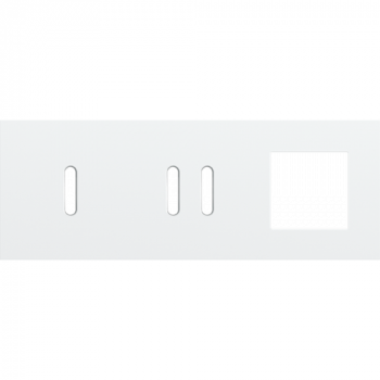 plaque de recouvrement triple horizontal 71mm pour 1 fonction et 1 fonction double de commutation, 1 fonction 45 x 45 rocker steel white coated (code 154)