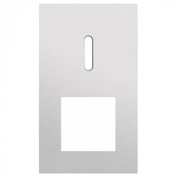 plaque de recouvrement double verticale 60mm pour 1 fonction simple interrupteur et 1 fonction 45 x 45 rocker alu grey brushed (code 155)