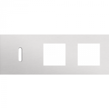 afdekplaat drievoudig horizontaal 71mm voor 2 functies 45 x 45 en één enkelvoudig schakelfunctie rocker alu grey brushed (code 155)