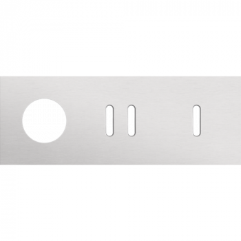 afdekplaat drievoudig horizontaal 71mm voor één stopcontact, 1 tweevoudig schakelfunctie en één 45 x 45 functie rocker alu grey brushed (code 155)