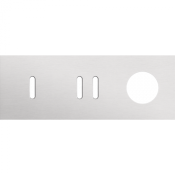 afdekplaat drievoudig horizontaal 71mm voor één enkelvoudig en 1 tweevoudig schakelfunctie en één stopcontact functie rocker alu grey brushed (code 155)