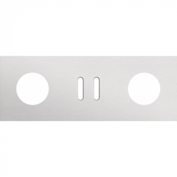 plaque de recouvrement rocker triple horizontale 71mm pour 1 prise, une fonction double commutation, et une prise alu grey brushed (code 155)