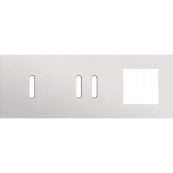 afdekplaat drievoudig horizontaal 71mm voor 1 simpel en 1 tweevoudig schakelfunctie en één 45 x 45 functie rocker alu grey brushed (code 155)