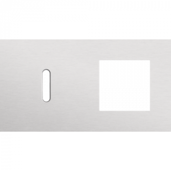 plaque de recouvrement double rocker horizontale 71mm pour 1 fonction simple commutation et 1 fonction 45 x45 alu grey brushed (code 155)