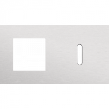 afdekplaat tweevoudig horizontaal 71 mm voor 1 functie 45 x 45 en 1 enkelvoudig schakelfunctie rocker alu grey brushed (155)