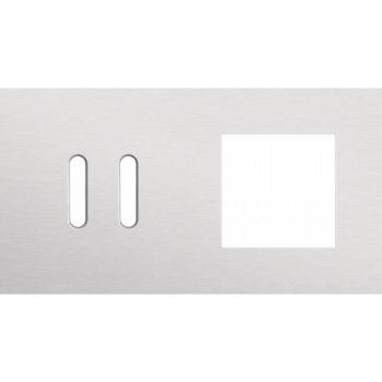 NIKO afdekplaat tweevoudig horizontaal 71 mm voor 1 tweevoudig schakelfunctie en 1 functie 45 x 45 rocker alu grey brushed (155)