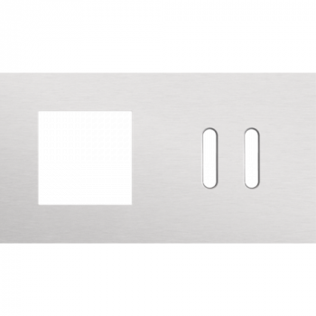 afdekplaat tweevoudig horizontaal 71 mm voor 1 functie 45 x 45 en één tweevoudig schakelfunctie rocker alu grey brushed (155)