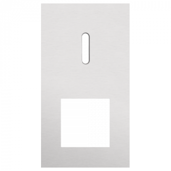 plaque de recouvrement double rocker verticale 71mm pour 1 fonction simple commutation et 1 fonction 45 x 45 alu grey brushed (code 155)