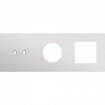 afdekplaat drievoudig horizontaal 71mm voor 1 tweevoudig schakelfunctie, 1 stopcontact en 1 functie 45 x 45 toggle alu grey brushed (155)