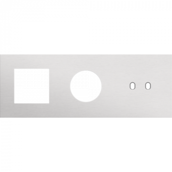 plaque de recouvrement triple horizontal 71 mm pour 1 fonction 45 x 45, 1 prise et 1 fonction double commutation toggle alu grey brushed (155)
