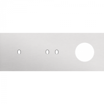 plaque de recouvrement triple horizontal 71 mm pour 1 fonction simple et une fonction double commutation, et 1 prise toggle alu grey brushed (155)