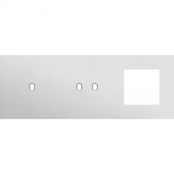 afdekplaat drievoudig horizontaal 71mm voor 1 enkelvoudige en één tweevoudig schakelfunctie, en 1 functie 45 x 45 toggle alu grey brushed (155)