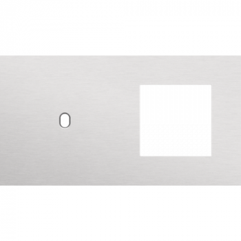 plaque de recouvrement double horizontale 71mm pour 1 fonction double commutation et 1 fonction 45 x 45 toggle alu grey brushed (155)