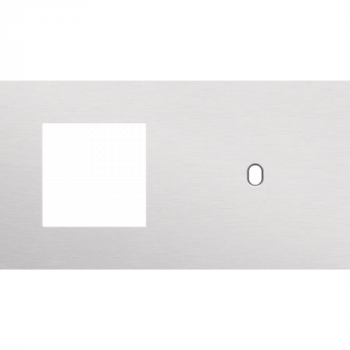 plaque de recouvrement double horizontale 71mm pour 1 fonction 45 x 45 et 1 fonction simple commutation toggle alu grey brushed (155)