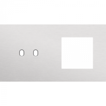 plaque de recouvrement double horizontale 71mm pour 1 fonction double commutation et 1 fonction 45 x 45 toggle alu grey brushed (155)