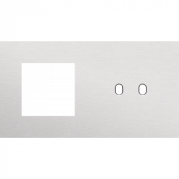 plaque de recouvrement double horizontale 71mm pour 1 fonction 45 x 45 et 1 fonction double commutation toggle alu grey brushed (155)