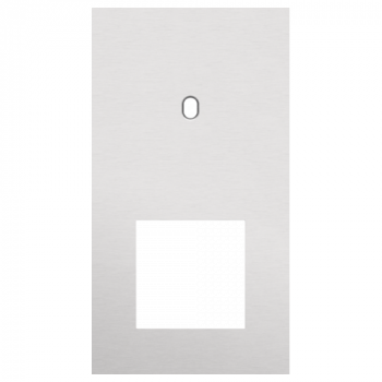 plaque de recouvrement double vertical 71mm pour 1 fonction simple commutation et 1 fonction 45 x 45 alu grey brushed (155)