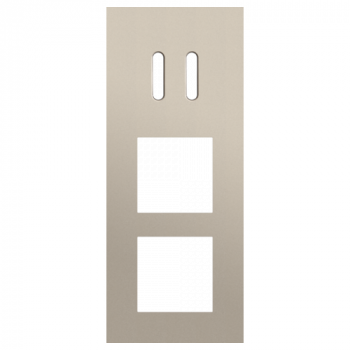 plaque de recouvrement triple vertical 60mm pour une fonction double commutation et deux fonctions 45 x 45 rocker steel champagne coated (code 166)