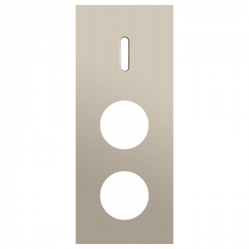 plaque de recouvrement triple vertical 60mm pour une fonction simple commutation et deux prises rocker steel champagne coated (code 166)