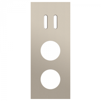 afdekplaat drievoudig verticaal 60mm voor 1 tweevoudige schakelfunctie en twee stopcontacten rocker steel champagne coated (code 166)
