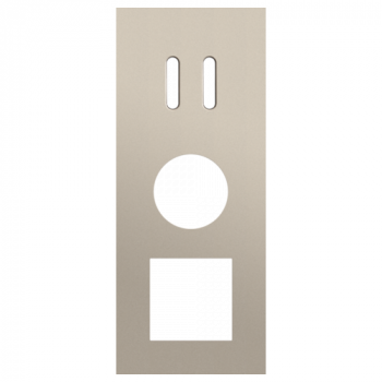 afdekplaat drievoudig verticaal 60mm voor 1 tweevoudig schakelfunctie, 1 stopcontact en één functie 45 x 45 rocker steel champagne coated (code 166)