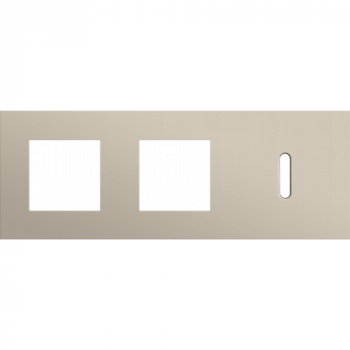 plaque de recouvrement triple horizontal 71mm pour 2 fonctions 45 x 45 et une fonction simple commutation rocker steel champagne coated (code 166)