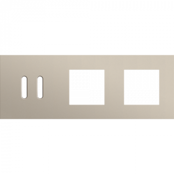 afdekplaat drievoudig horizontaal 71mm voor 1 tweevoudig schakelfunctie en 2 functies 45 x 45 rocker steel champagne coated (code 166)