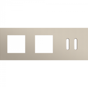 afdekplaat drievoudig horizontaal 71mm voor 2 functies 45 x 45 en 1 enkelvoudig schakelfunctie rocker steel champagne coated (code 166)