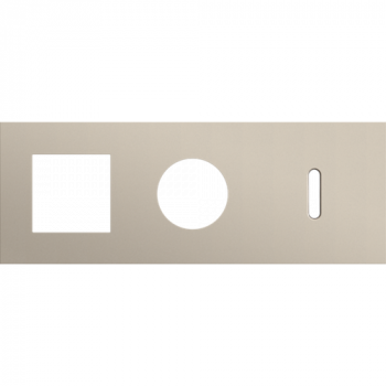 NIKO afdekplaat drievoudig horizontaal 71 mm voor 1 functie 45 x 45, één stopcontact en 1 enkelvoudig schakelfunctie rocker steel champagne coated (166)