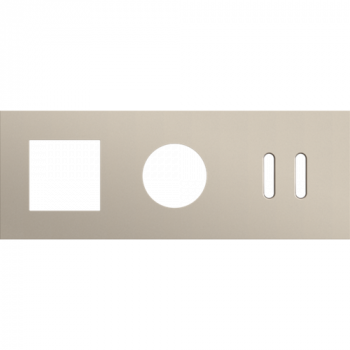 NIKO afdekplaat drievoudig horizontaal 71 mm voor 1 functie 45 x 45, 1 stopcontact en 1 tweevoudig schakelfunctie rocker steel champagne coated (166)