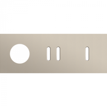 plaque de recouvrement rocker triple horizontale 71mm pour 1 prise, 1 fonction double commutation, et 1 fonction 45 x 45 steel champagne coated (code166)