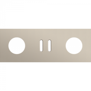 afdekplaat drievoudig horizontaal 71 mm voor stopcontact, 1 tweevoudig schakelfunctie, 1 stopcontact rocker steel champagne coated (166)