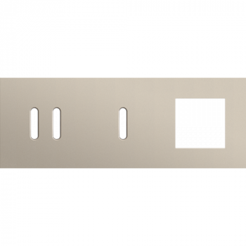 afdekplaat drievoudig horizontaal 71 mm voor 1 tweevoudig en 1 enkelvoudig schakelfunctie en 1 functie 45 x 45 rocker steel champagne coated (166)