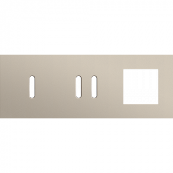 NIKO afdekplaat drievoudig horizontaal 71 mm voor 1 enkelvoudig en 1 tweevoudig schakelfunctie, en 1 functie 45 x 45 rocker steel champagne coated (166)