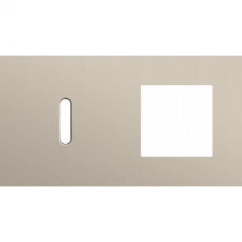 NIKO plaque de recouvrement double horizontale 71mm pour 1 fonction simple commutation et 1 fonction 45 x 45 rocker steel champagne coated (code 166)