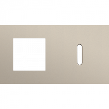 afdekplaat tweevoudig horizontaal 71 mm voor 1 functie 45 x 45 en 1 enkelvoudig schakelfunctie rocker steel champagne coated (166)