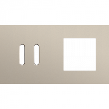plaque de recouvrement double horizontale 71mm pour 1 fonction double commutation et 1 fonction 45 x 45 rocker steel champagne coated (code 166)