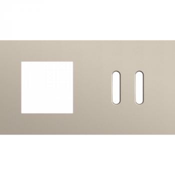NIKO plaque de recouvrement double horizontale 71mm pour 1 fonction 45 x 45 et 1 fonction double commutation rocker steel champagne coated (code 166)