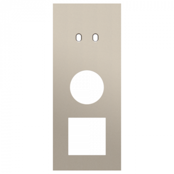 NIKO plaque de recouvrement triple vertical 60 mm pour 1 fonction double commutation, 1 prise et 1 fonction 45 x 45 toggle steel champagne coated (166)