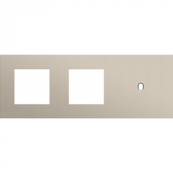 afdekplaat drievoudig horizontaal 71mm voor 2 functies 45 x 45 en 1 enkelvoudige schakefunctie toggle steel champagne coated (166)